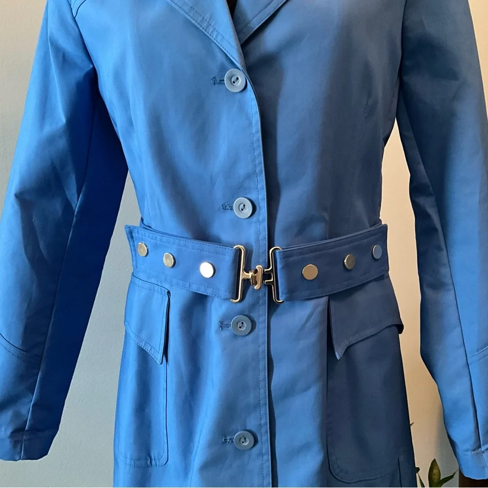 Sz 6-8 NWOT Bright Blue Trench Coat Size 6-8 Style & Co. from Macy’s Cobalt - Picture 5 of 5